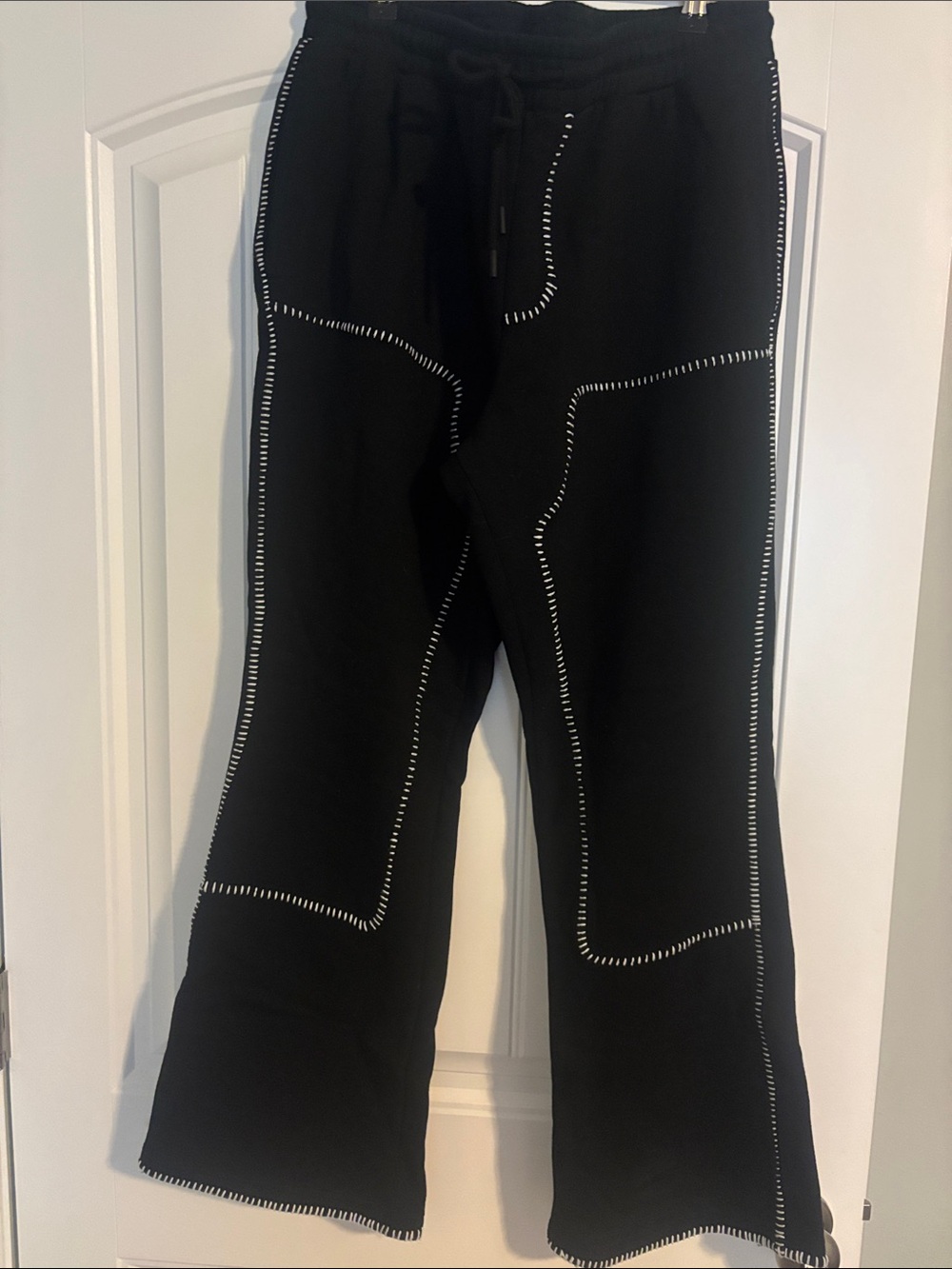 Fashion Nova Black Sweatpants with White Stitching